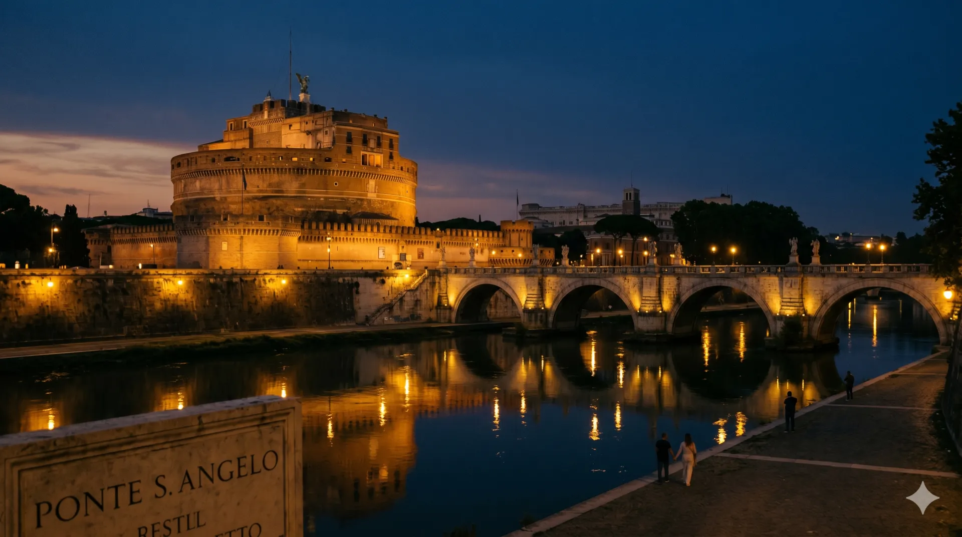 Rome's golden evening light over the ancient city